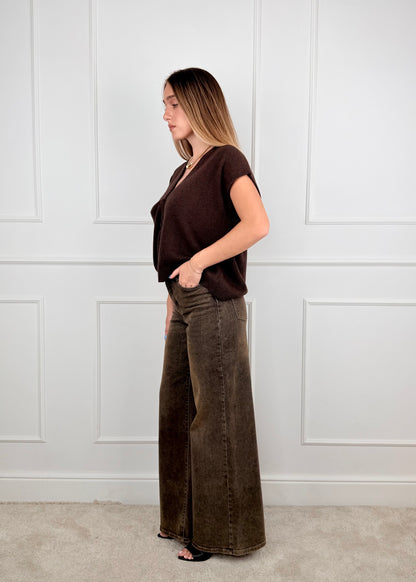 60119WF26 - GIORGIA & J.  DENIM WIDE LEG A VITA ALTA