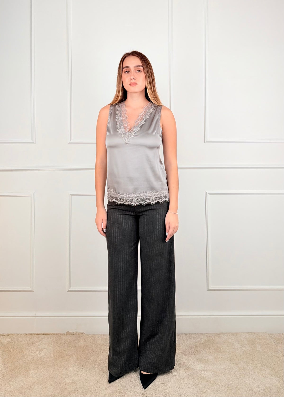 B397 - BREND TOP CON INSERTO IN PIZZO