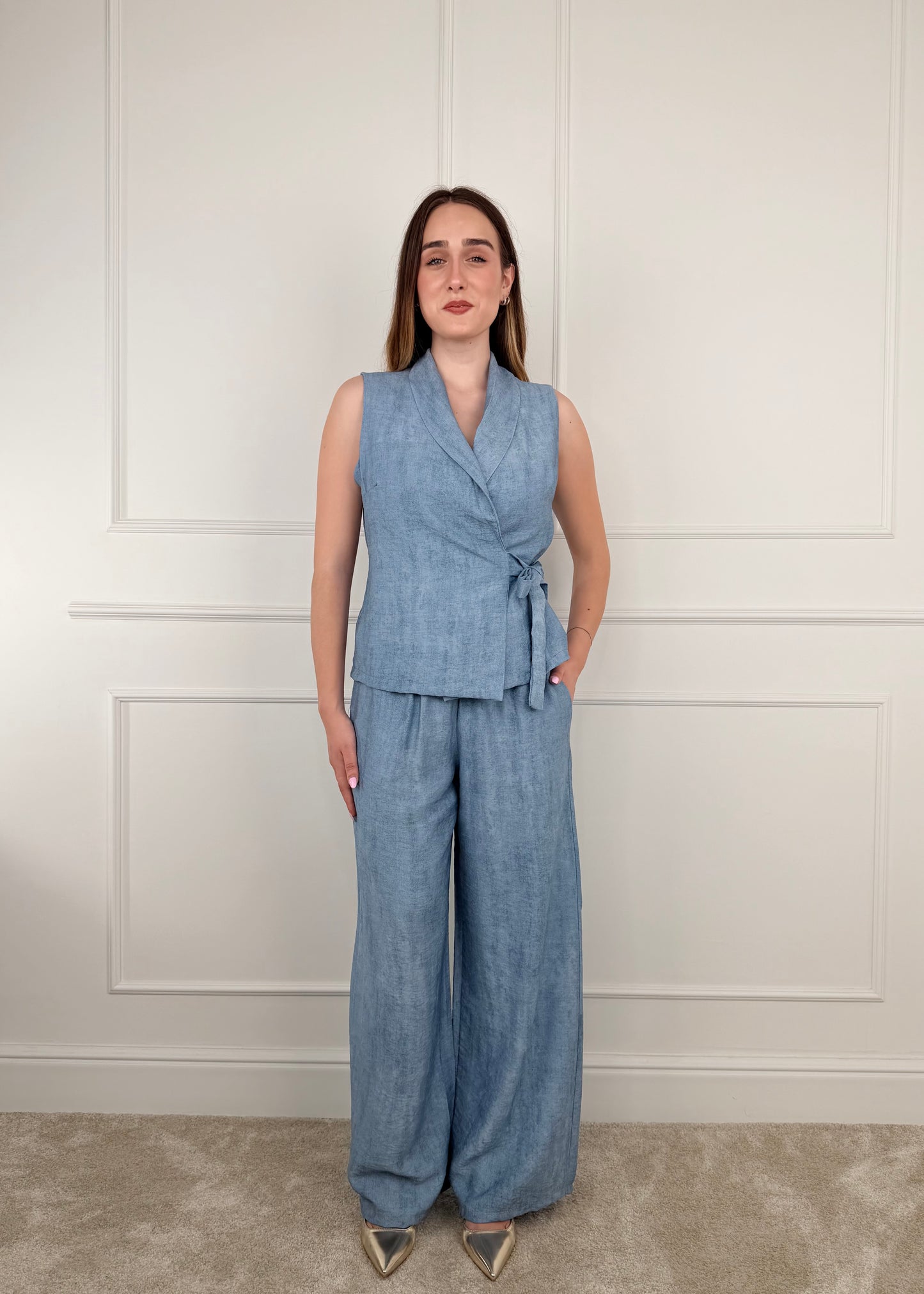 5957 - COMPLETO PANTALONE E GILET CHIUSURA A PORTAFOGLIO