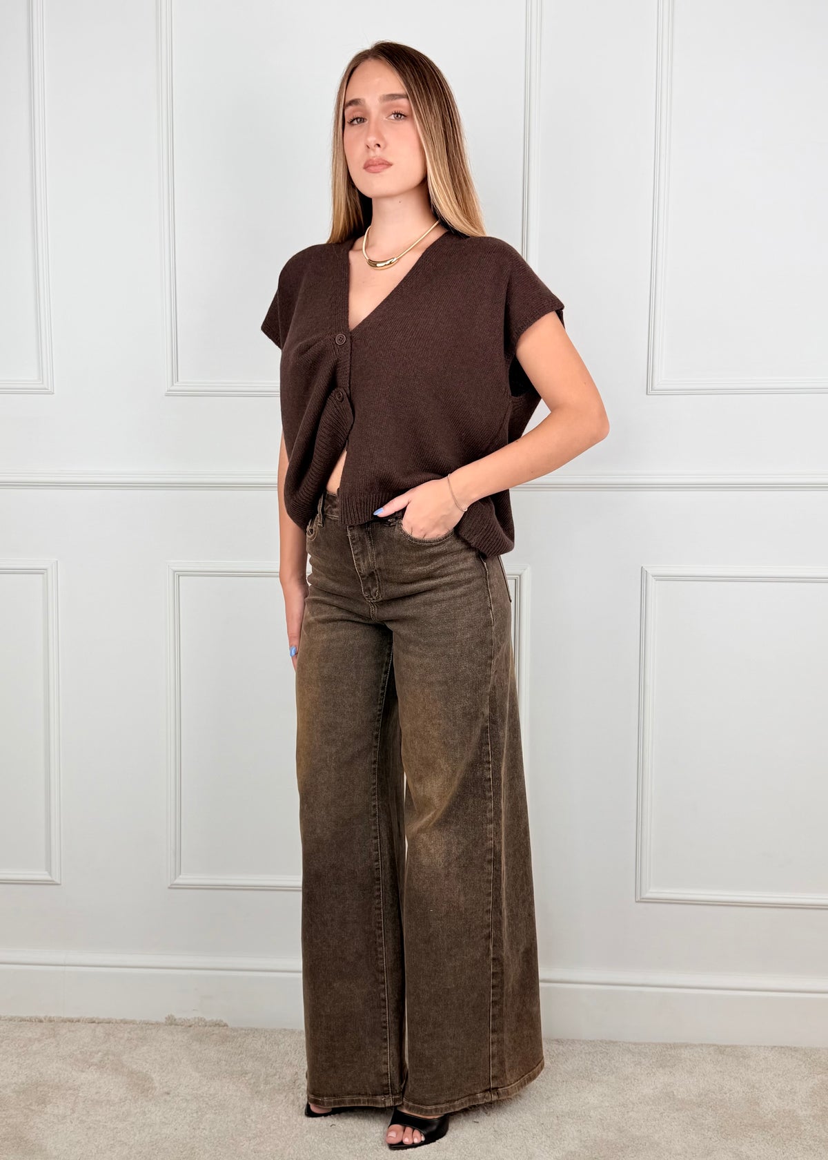 60119WF26 - GIORGIA & J.  DENIM WIDE LEG A VITA ALTA