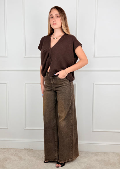 60119WF26 - GIORGIA & J.  DENIM WIDE LEG A VITA ALTA