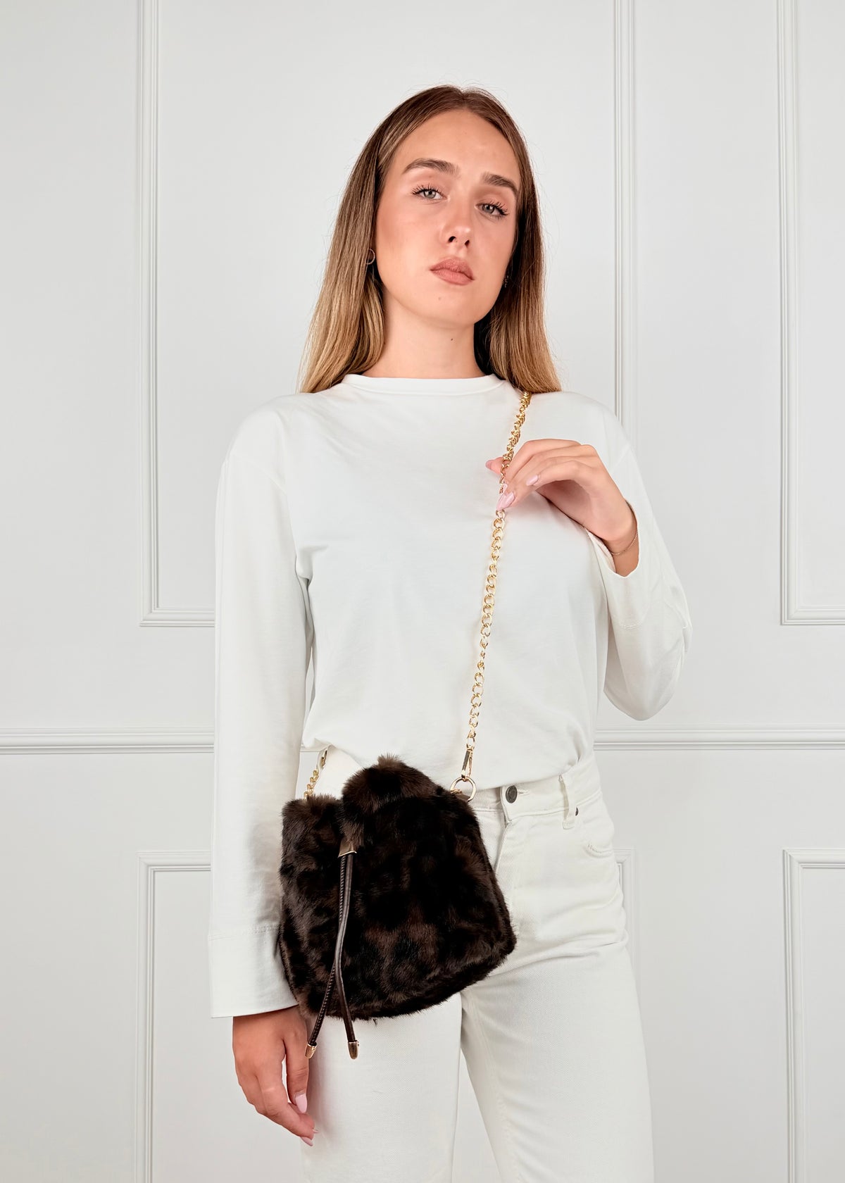 BRS89873 - BRS89873 BORSA SECCHIELLO IN PELLICCIA SINTETICA