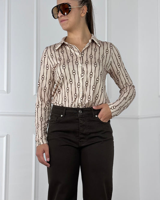 AC26611  CAMICIA MOTIVO CATENA IN JERSEY DI VISCOSA