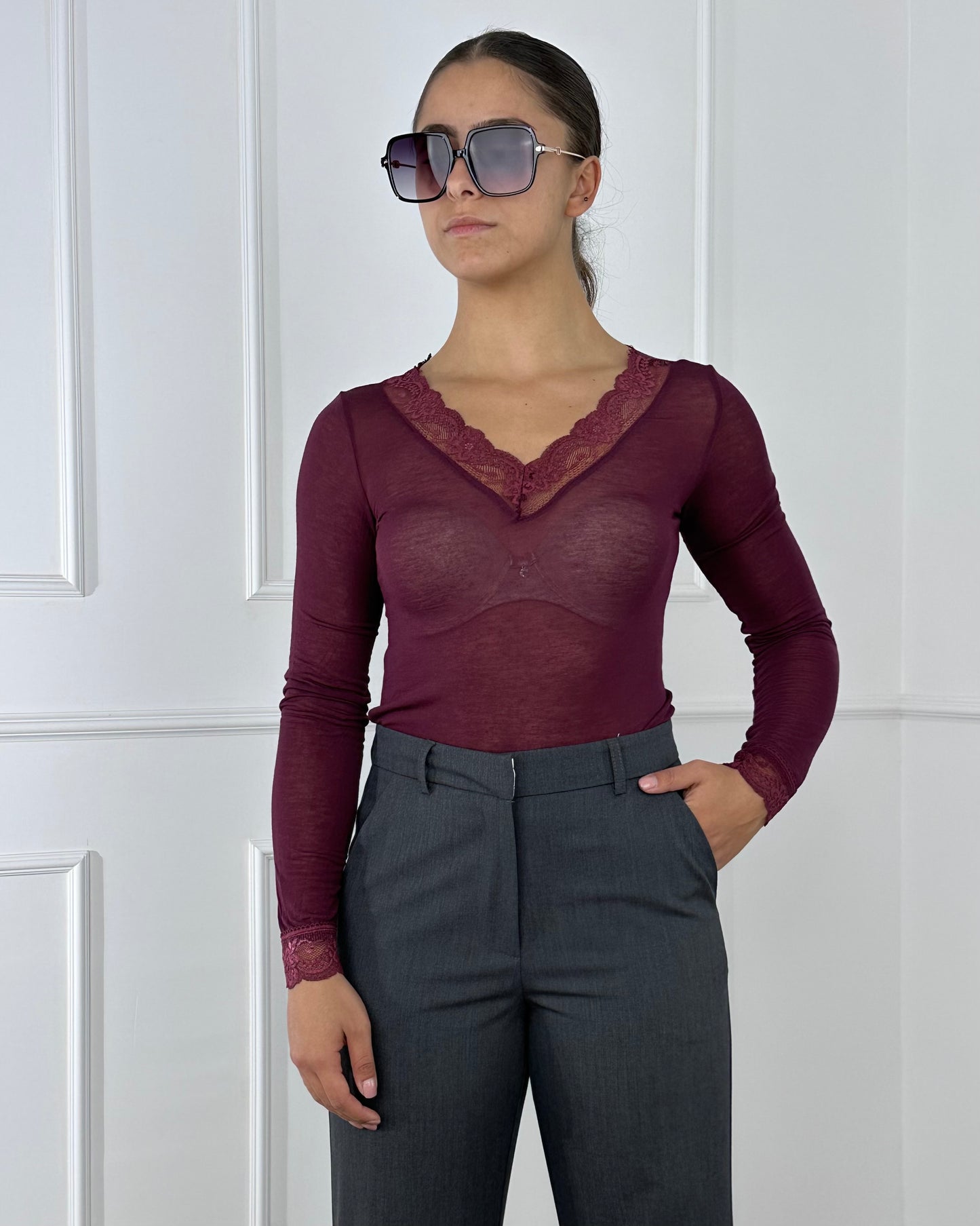 5060 - MAGLIA MISTO CASHMERE CON PIZZO