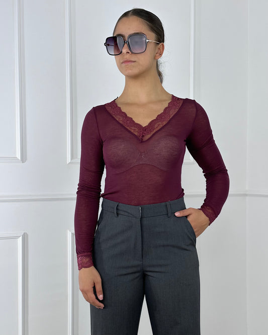 5060 - MAGLIA MISTO CASHMERE CON PIZZO