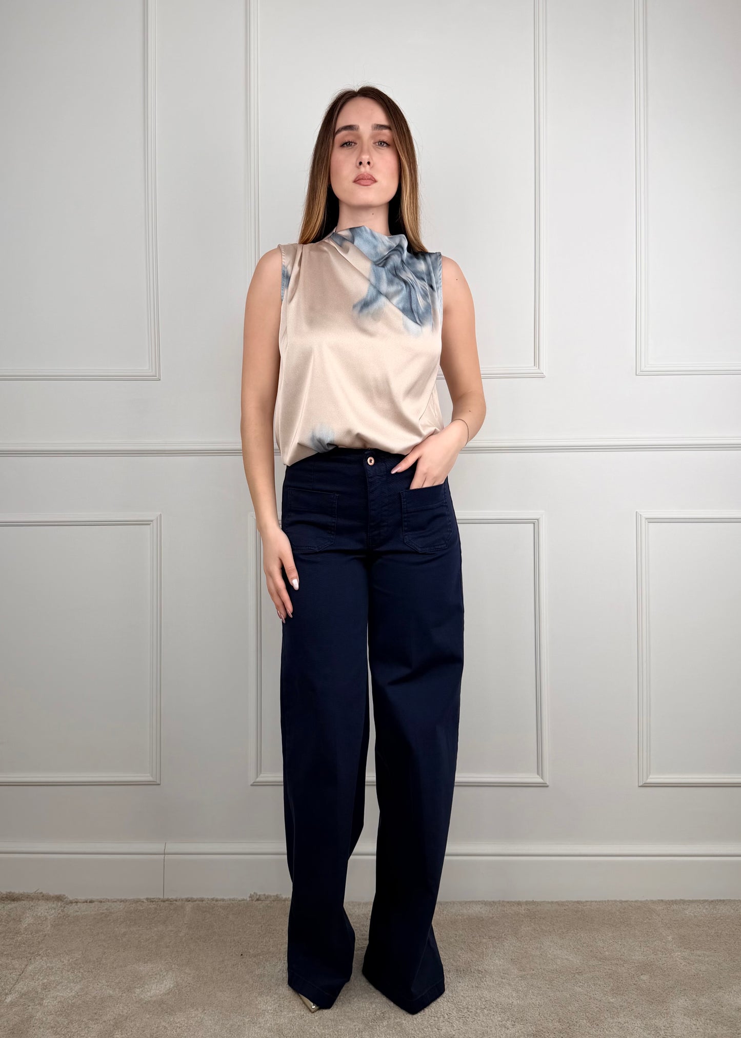 CJ12721 - TENSIONE IN PANTALONE TASCHE SUL DAVANTI