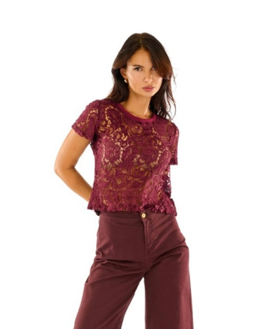 ART60165 - GIORGIA & J T-SHIRT IN PIZZO MACRAMÈ