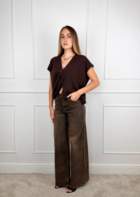 60119WF26 - GIORGIA & J.  DENIM WIDE LEG A VITA ALTA