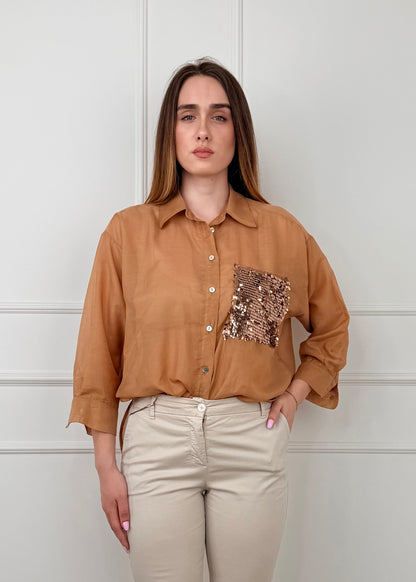 S26CG26 - TENSIONE IN CAMICIA TASCHINO DETTAGLIO  PAILLETTES