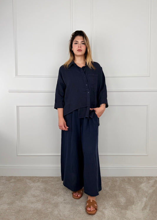6645 PANTALONE PALAZZO IN LINO