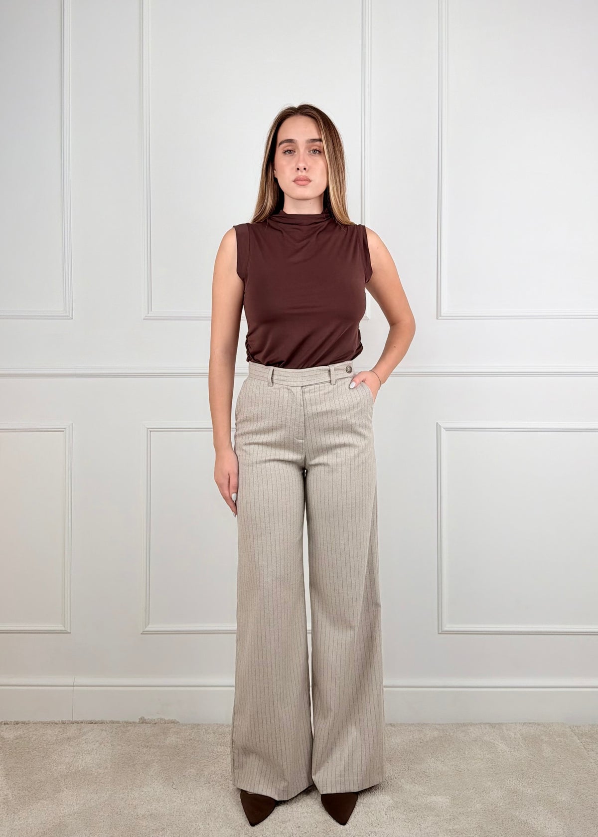 FDBY21885 - MY-D PANTALONE GAMBA DRITTA GESSATO