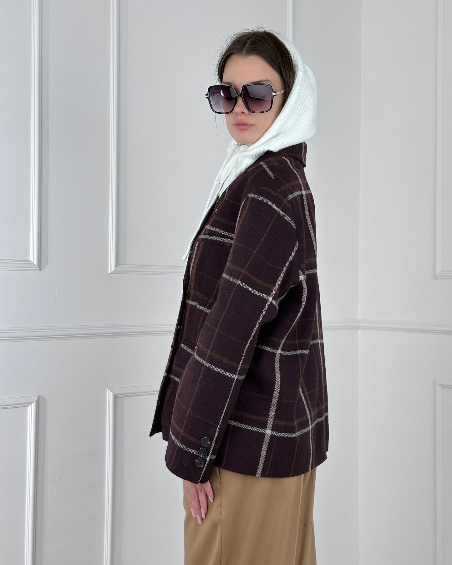 26B1570 - TENSIONE IN GIACCA CHECK MISTO LANA CON BALACLAVA NON CICITO