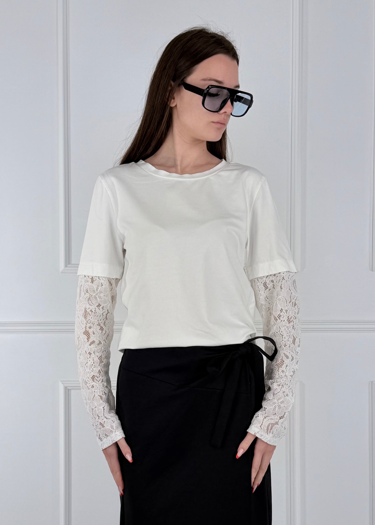 25489 - MAGLIA CON MANICA IN PIZZO