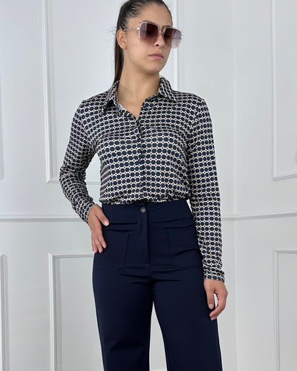 26P1522 TENSIONE IN PANTALONE PALAZZO PUNTO MILANO CON TASCHINI SUL DAVANTI