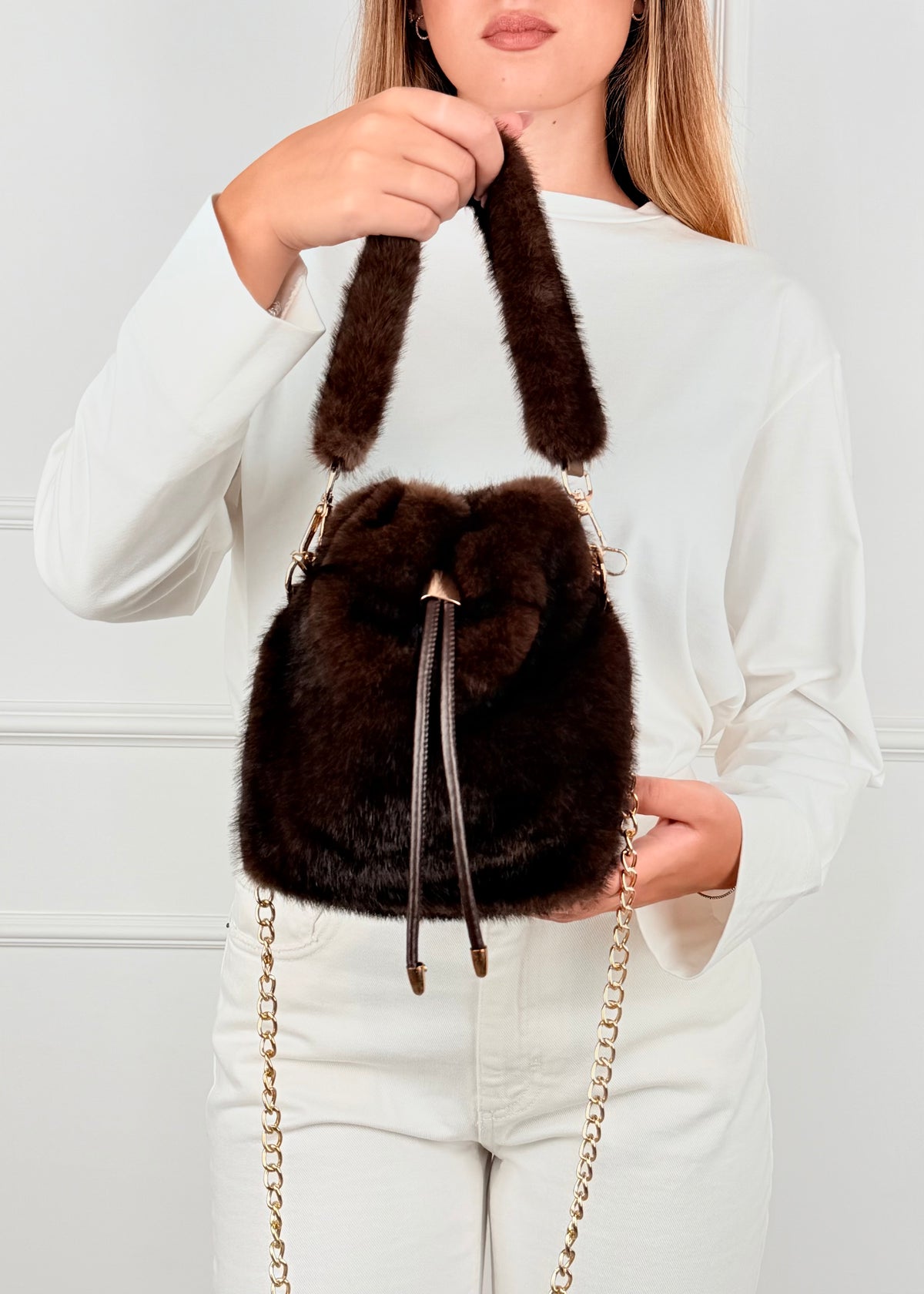 BRS89873 - BRS89873 BORSA SECCHIELLO IN PELLICCIA SINTETICA