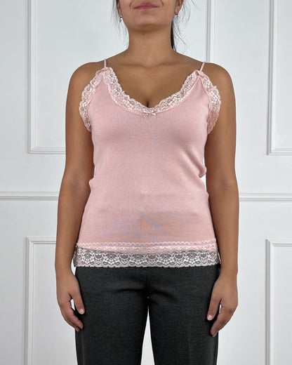 I92009 - I92009 TOP IN MAGLIA CON PIZZO