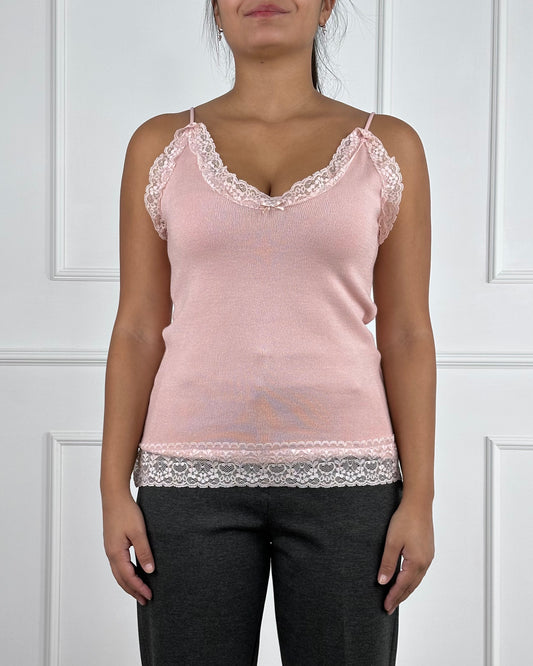I92009 - I92009 TOP IN MAGLIA CON PIZZO