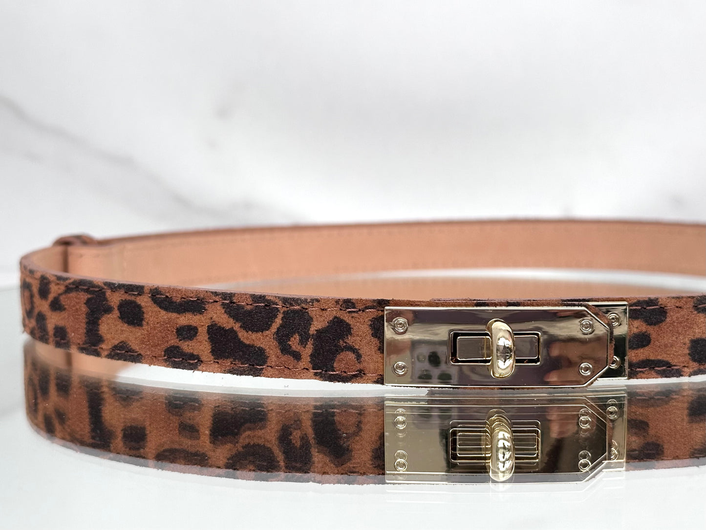 CNT435 CINTURA VERA PELLE REGOLABILE ANIMALIER