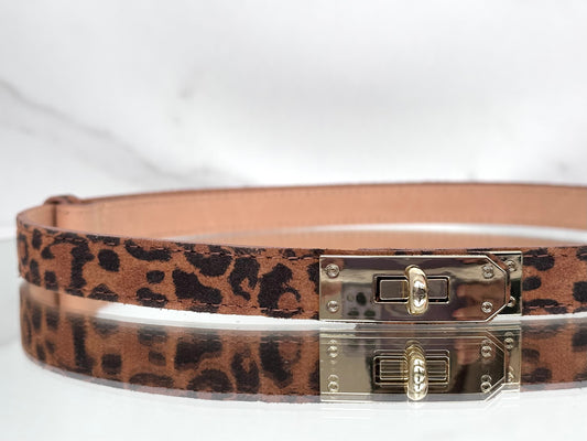 CNT435 CINTURA VERA PELLE REGOLABILE ANIMALIER