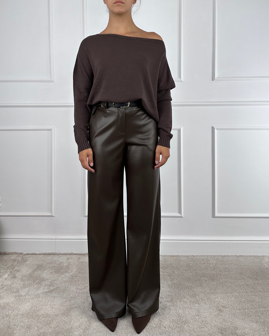 26P1054 - TENSIONE IN PANTALONE SIMILPELLE PALAZZO