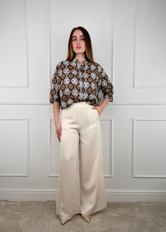 60099SS - GIORGIA&J PANTALONE PALAZZO MISTO LINO E V