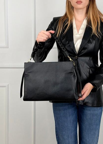 BRS • BORSA TRECCIA VERA PELLE