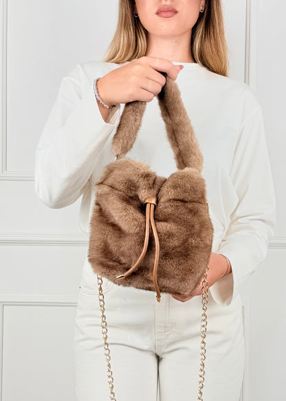 BRS89873 - BRS89873 BORSA SECCHIELLO IN PELLICCIA SINTETICA