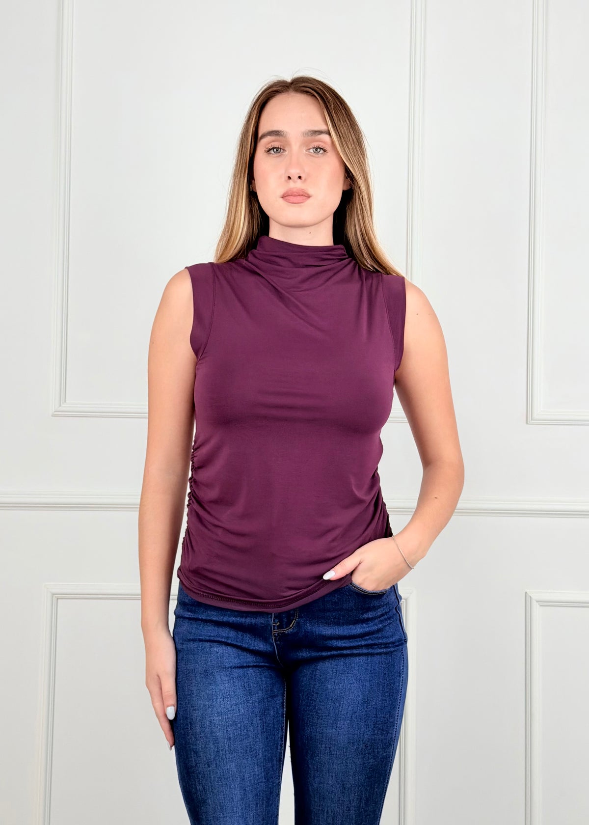 BI26614 - BI26614 MAGLIA CON DRAPPEGGIO LATERALE