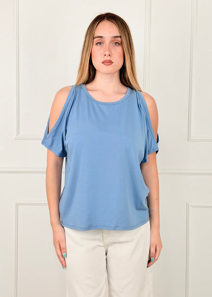 26034 - MAGLIA CUT OUT IN JERSEY DI VISCOSA