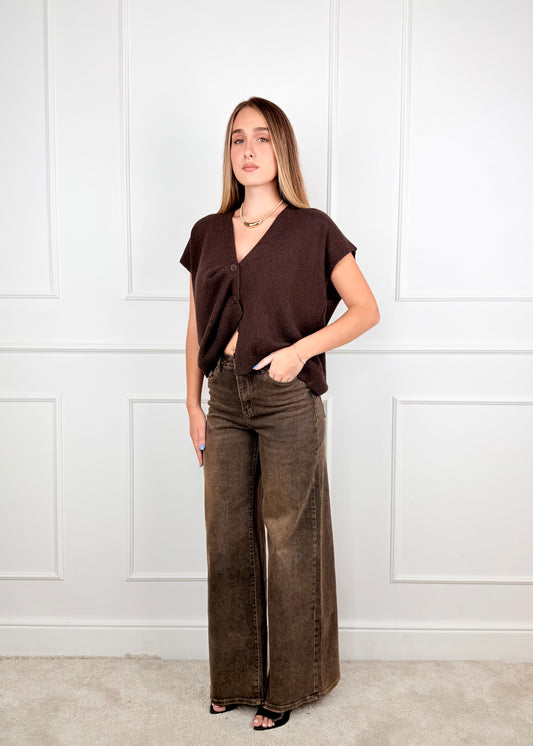 60119WF26 - GIORGIA & J.  DENIM WIDE LEG A VITA ALTA