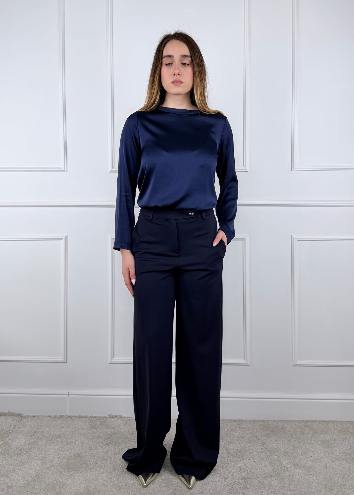 26P4440 - TENSIONE IN PANTALONE PALAZZO IN PUNTO MILANO