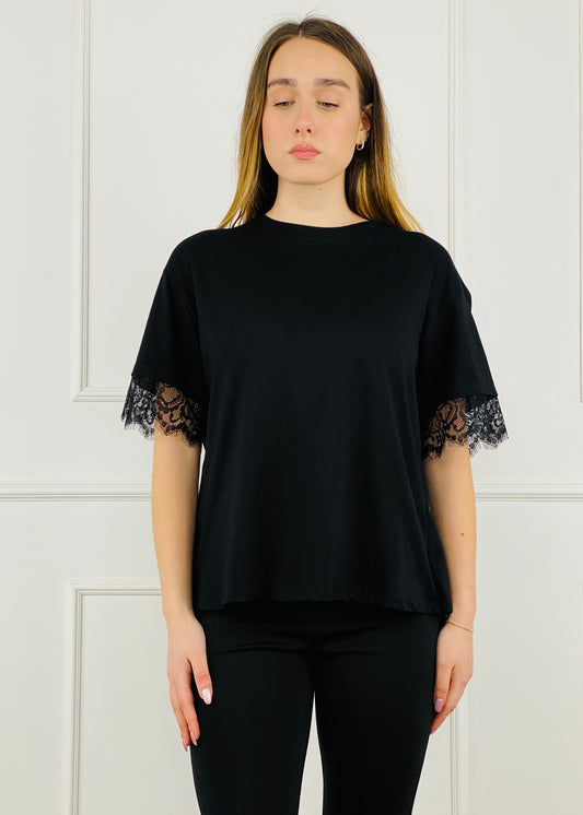 28377 - T-SHIRT APERTURA SUL RETRO CON PIZZO