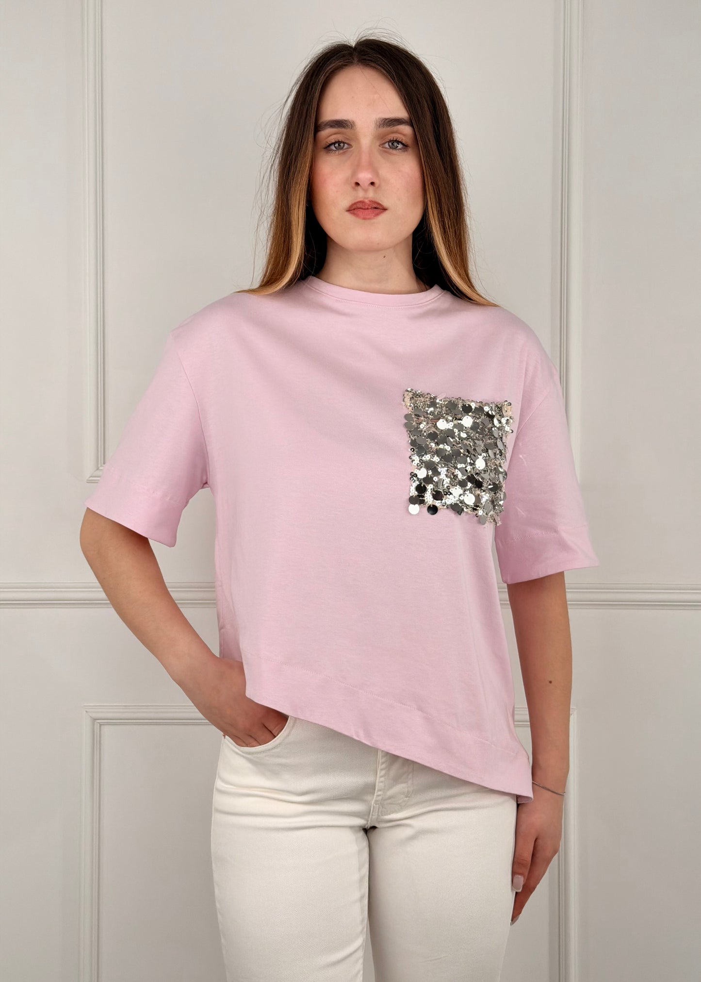 PE260194 - TENSIONE IN T-SHIRT TASCHINO PAILLETTES