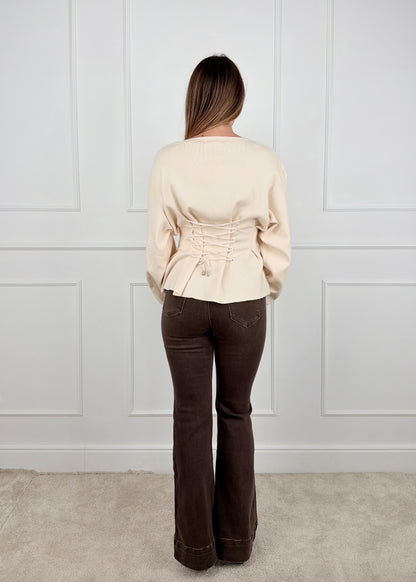 M5747L MAGLIA CON CORSETTO STRINGATO REGOLABILE SUL RETRO
