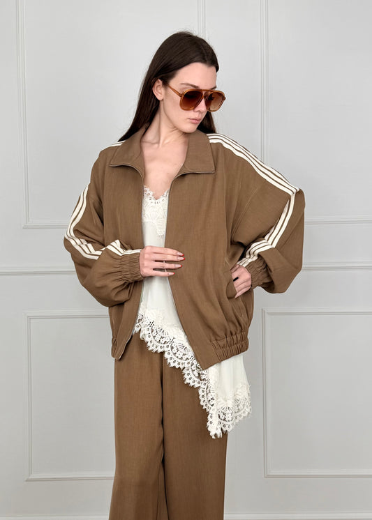 26B4050 - BOMBER CON BANDE SULLE MANICHE