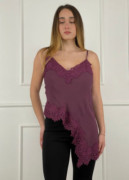 S26T482 - TENSIONE IN TOP CON PIZZO TAGLIO ASIMMETRICO