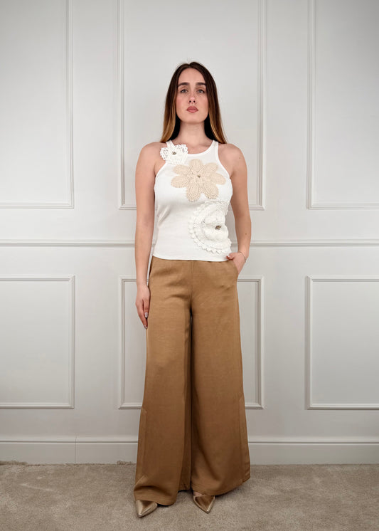 60099SS - GIORGIA&J PANTALONE PALAZZO MISTO LINO E V