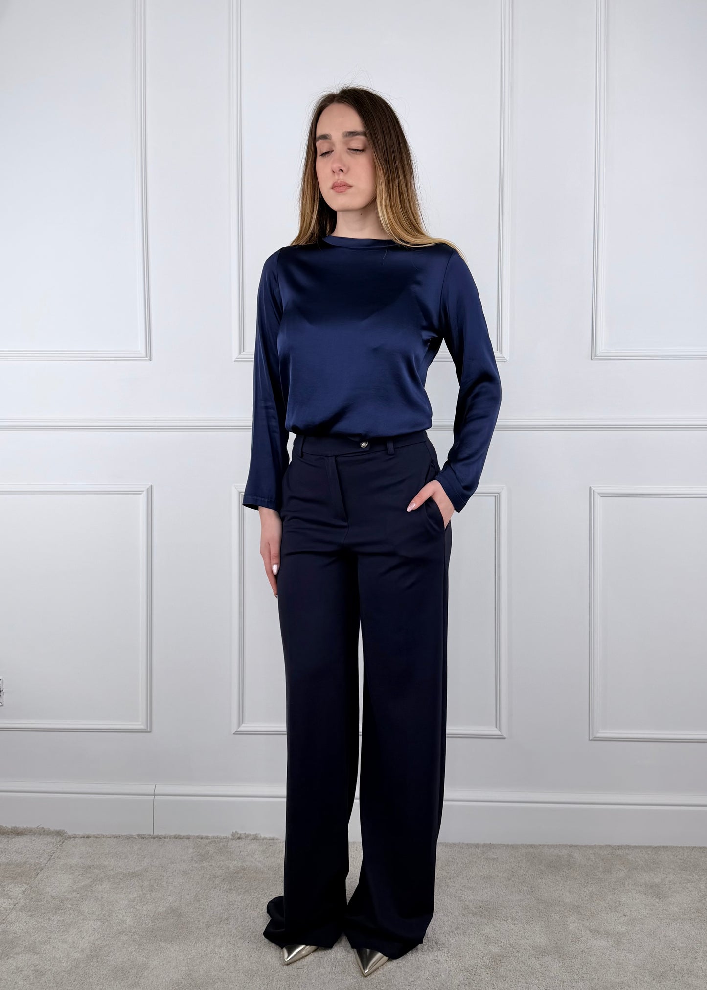 26P4440 - TENSIONE IN PANTALONE PALAZZO IN PUNTO MILANO