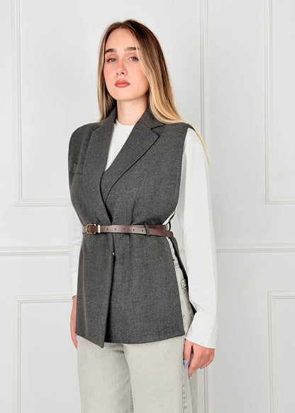 U19155 - BREND GILET CON CINTURA