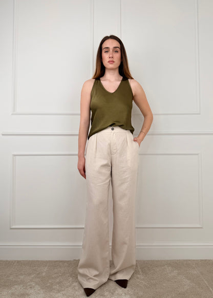 U191050 - BREND PANTALONE GAMBA DRITTA MISTO LINO E VOSCOSA