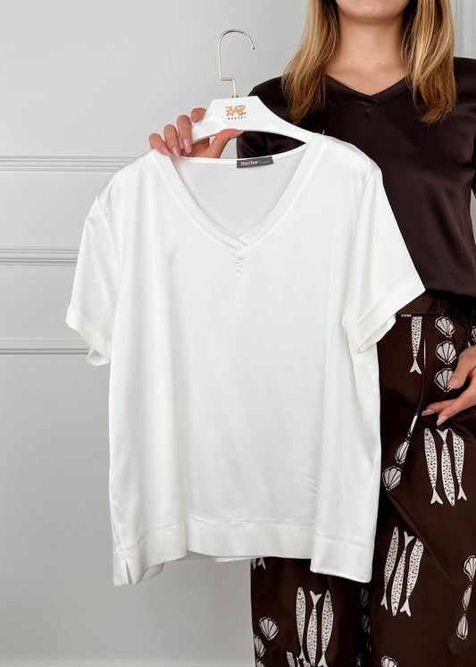 6078 - T-SHIRT SCOLLO "V" IN VISCOSA