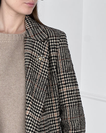 U19458 - BREND GIACCA PIED DE PUOLE MISTO LANA