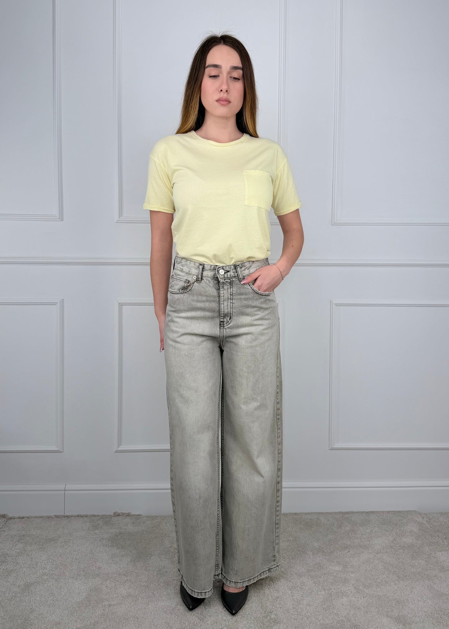 G781143 - BREND DENIM PALAZZO GRIGIO