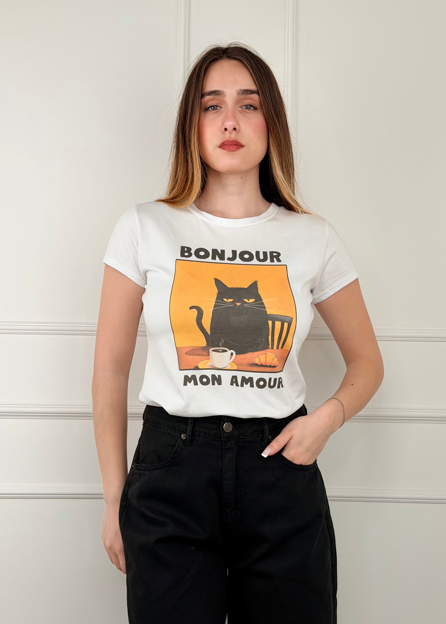 T-SHIRT GATTO NERO - T-SHIRT GATTO