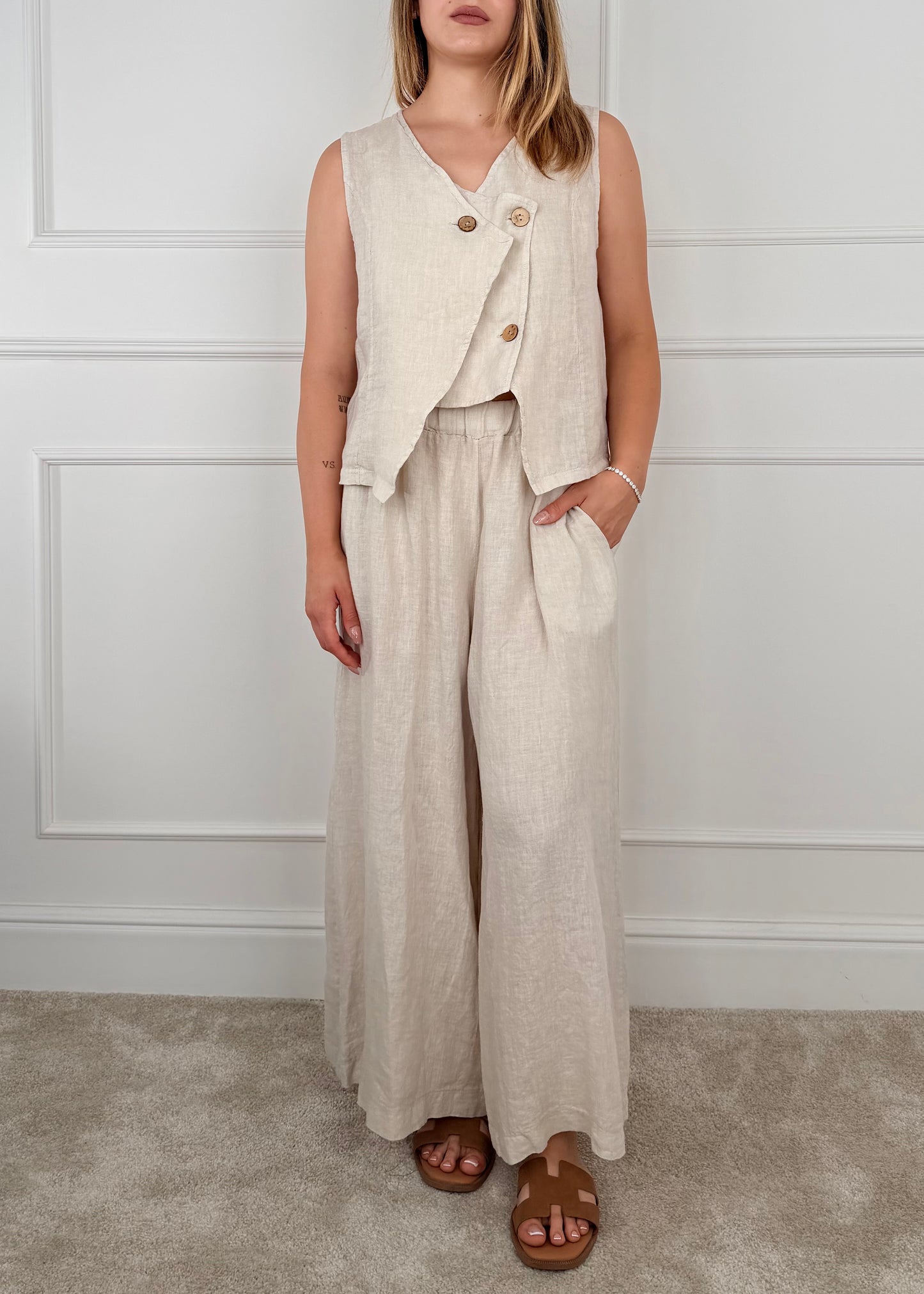 89076 - GILET DOPPIOPETTO IN LINO