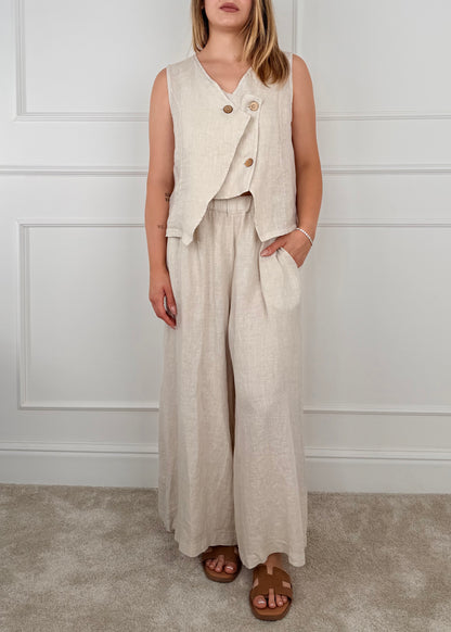 89076 - GILET DOPPIOPETTO IN LINO