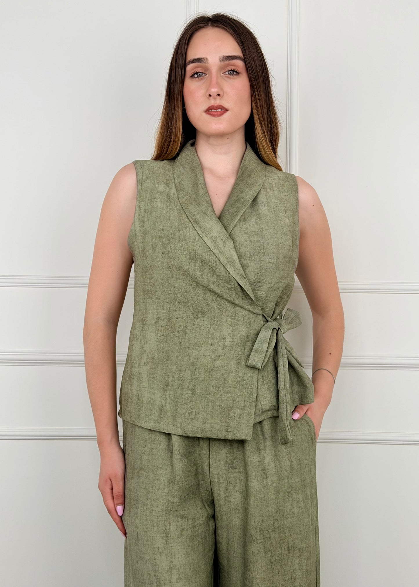 5957 - COMPLETO PANTALONE E GILET CHIUSURA A PORTAFOGLIO