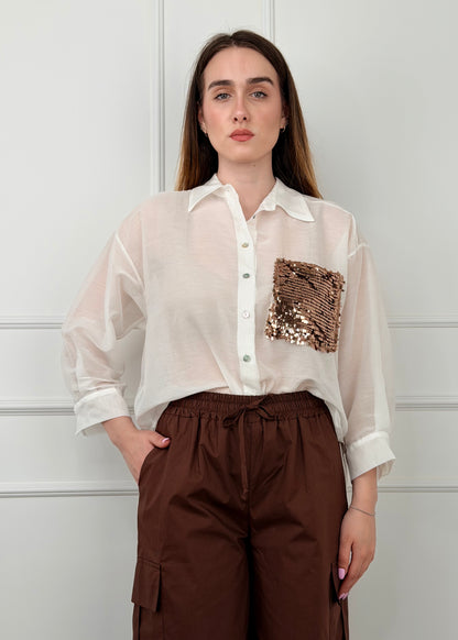 S26CG26 - TENSIONE IN CAMICIA TASCHINO DETTAGLIO  PAILLETTES