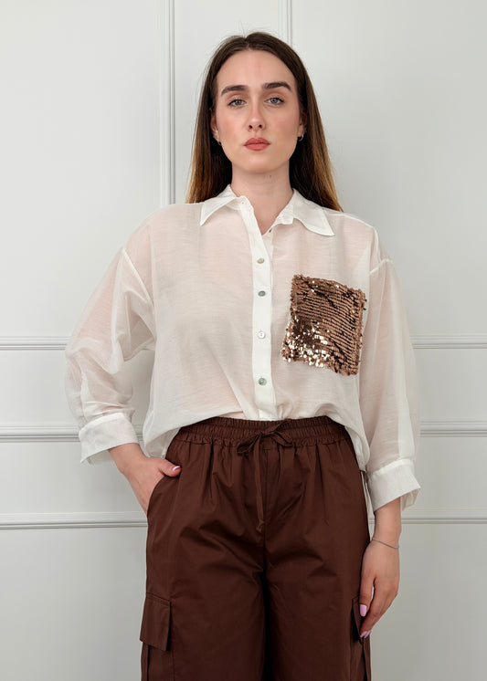 S26CG26 - TENSIONE IN CAMICIA TASCHINO DETTAGLIO  PAILLETTES