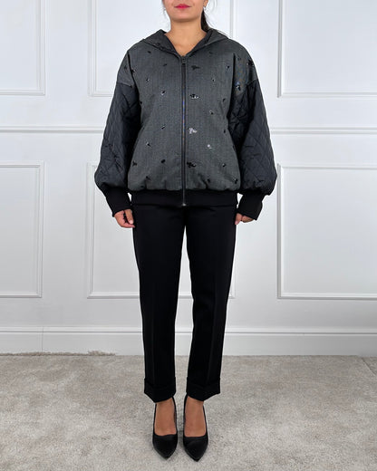 F60105 - BOMBER CON RICAMI PAILLETTES